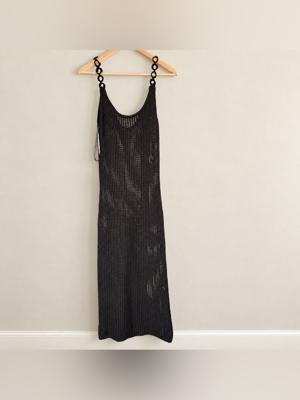 Forever 21 Black Crochet Maxi Swim Cover-Up with Ring Straps